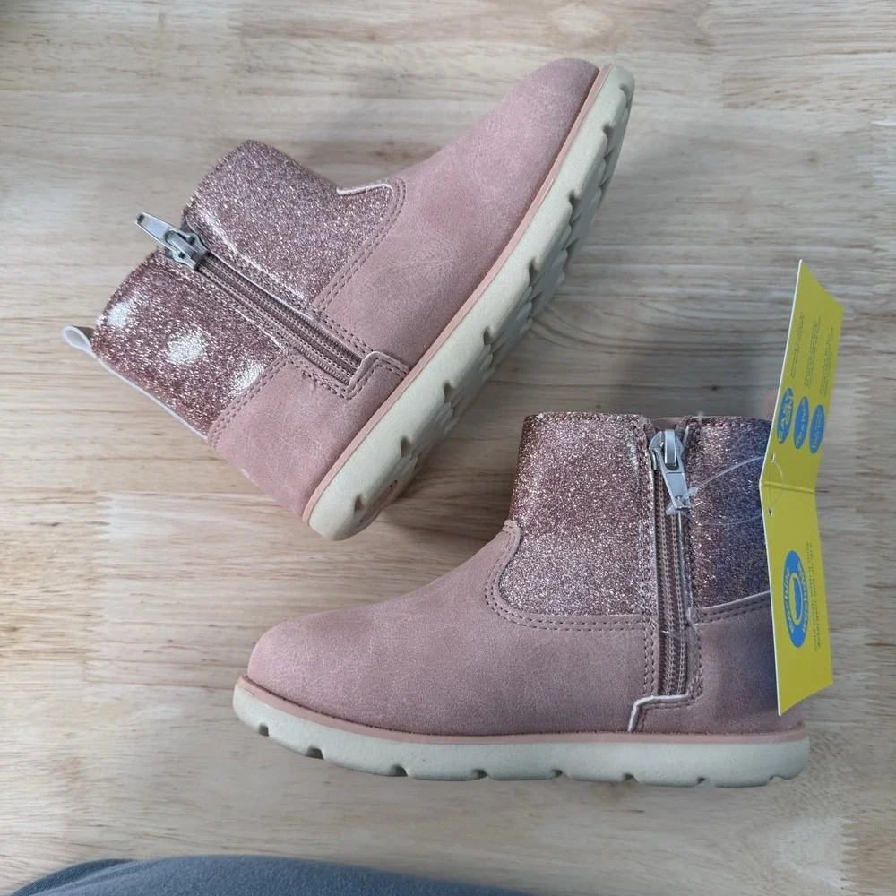 Munchkin by Stride Rite Little Girl's Size 9M Avalon Pink Glitter Side-Zip Boots